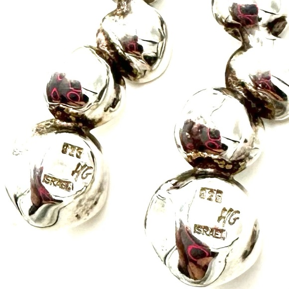 Vintage Sterling Silver Pearl Earrings HG Hagit Gorali Israel - Picture 8 of 10